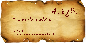 Arany Árpád névjegykártya
