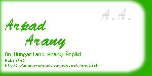arpad arany business card
