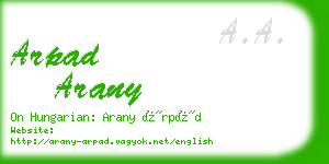 arpad arany business card